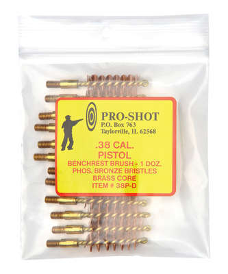 Cleaning Equipment Pro Shot Products Bronze PRO-SHOT PISTOL BRUSH .38CAL BRONZE